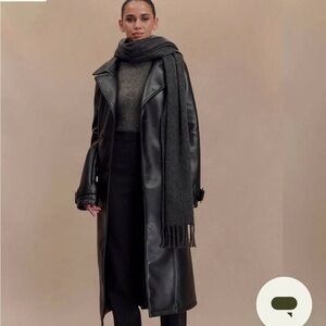 NEW Meshki Black Leather Trench Coat
